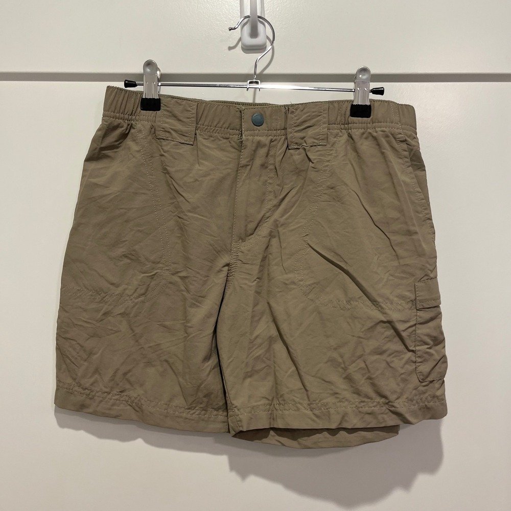 Columbia Sportswear Mens Small Tan Nylon Cargo Hiking Shorts AL4572 Khaki